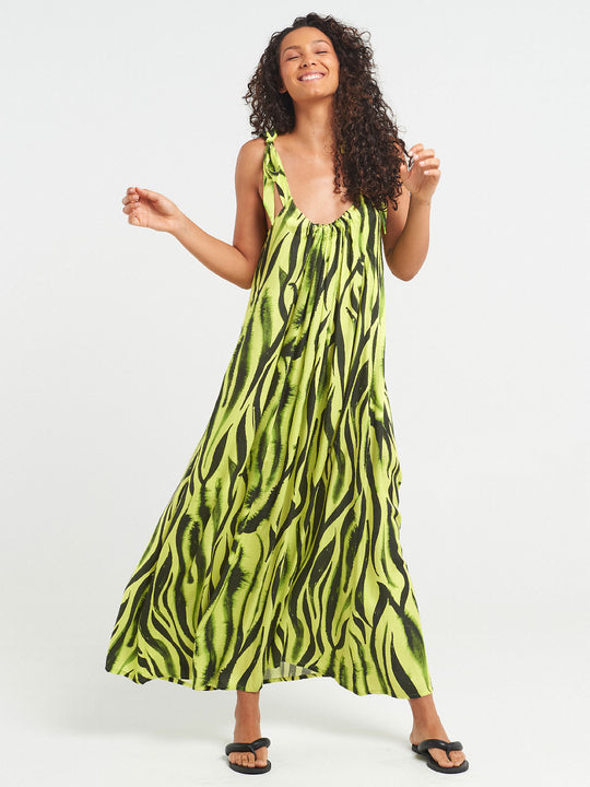 Long Open Back Dress | Neon Zebra