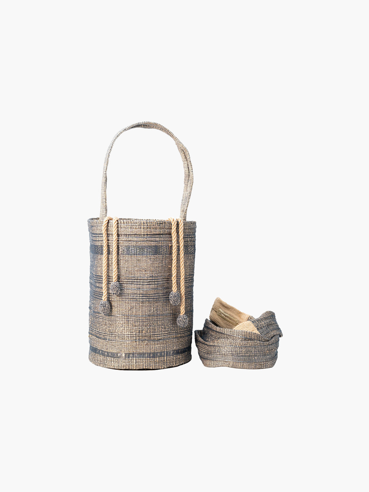 Bucket Bag | Navy & Stainless - Fashionkind