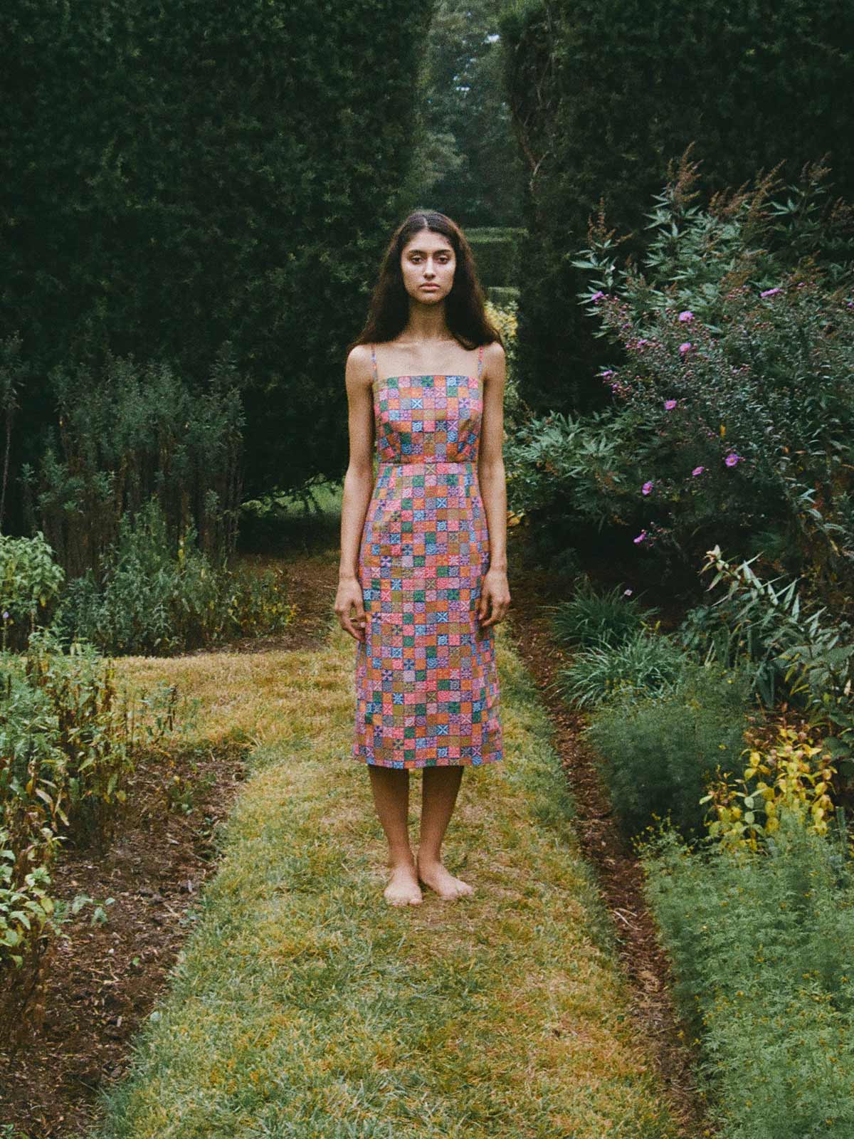 Slip Dress | Navy Checkerboard Slip Dress | Navy Checkerboard